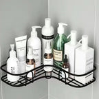 Wall-Mounted Bathroom Shelf Metal Open-Frame Drainage Adhesive Mount