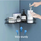 Wall-Mounted Bathroom Shelf Metal Open-Frame Drainage Adhesive Mount