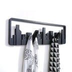 Wall-Mounted Coat Rack Five Fold-Down Hooks Matte Black