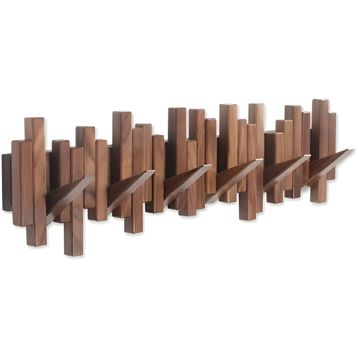 Wall-Mounted Coat Rack Foldable Hooks Solid Walnut