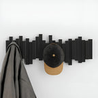 Wall-Mounted Coat Rack Foldable Hooks Solid Walnut