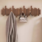 Wall-Mounted Coat Rack Foldable Hooks Solid Walnut