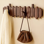 Wall-Mounted Coat Rack Foldable Hooks Solid Walnut