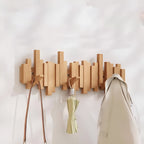 Wall-Mounted Coat Rack Foldable Hooks Solid Walnut