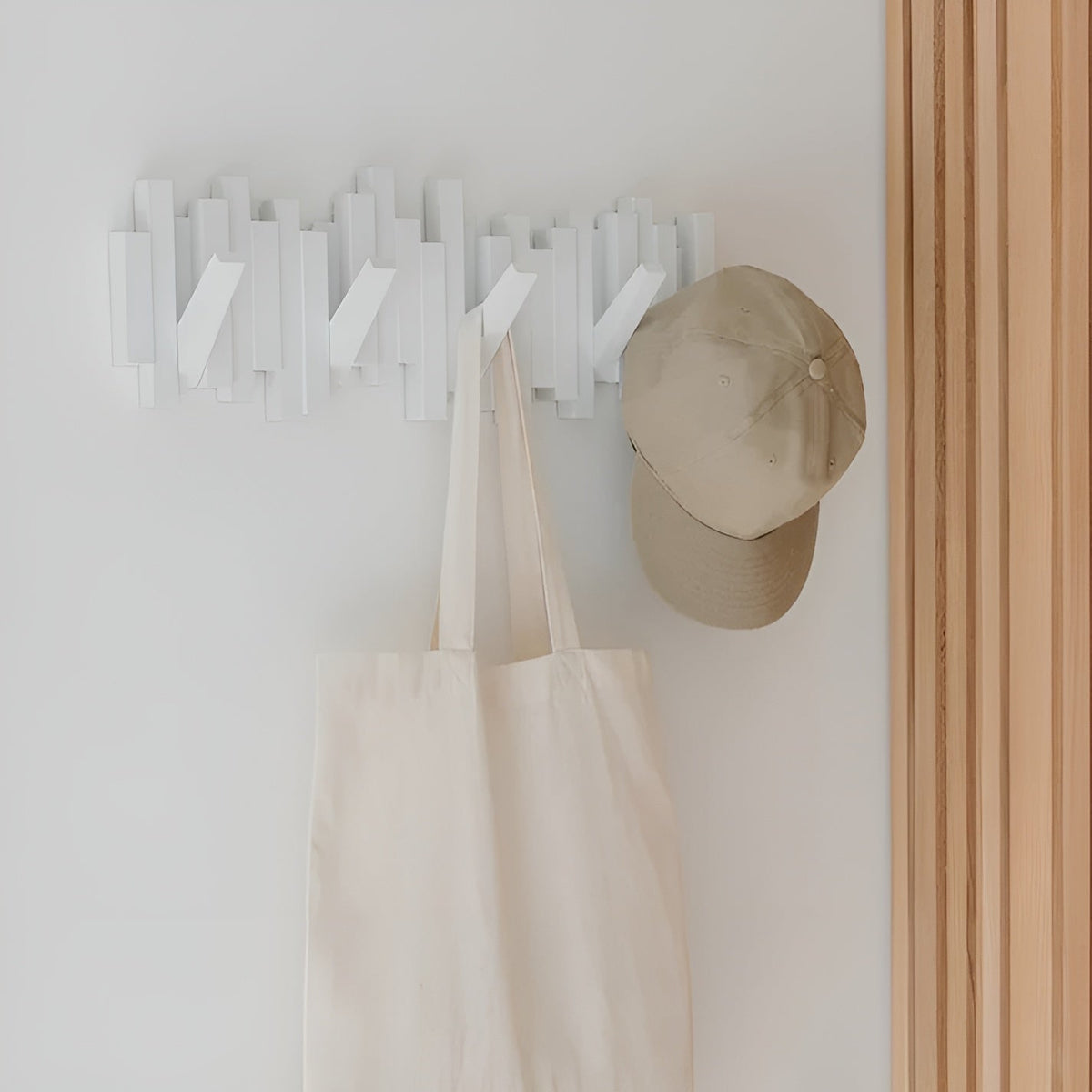 Wall-Mounted Coat Rack Foldable Hooks Solid Walnut