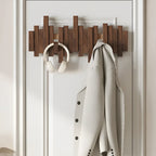 Wall-Mounted Coat Rack Foldable Hooks Solid Walnut