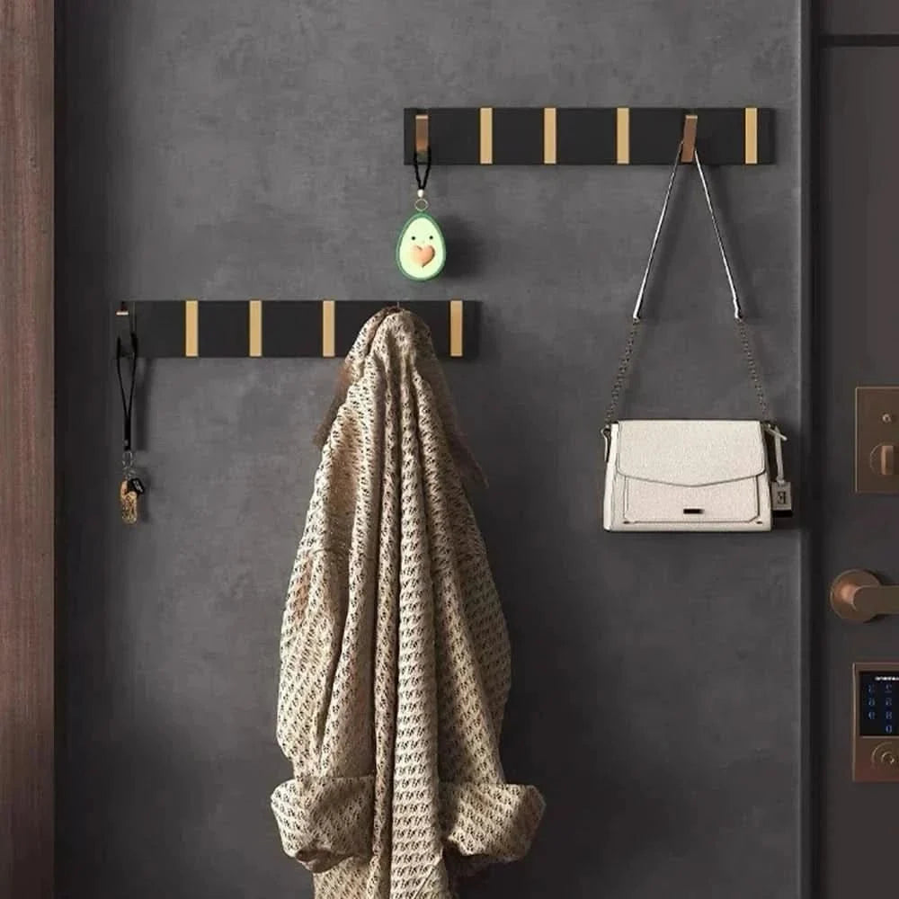 Wall-Mounted Coat Rack Foldable Retractable Hooks Stainless Steel Base