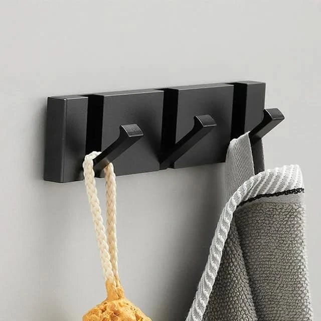 Wall-Mounted Coat Rack Foldable Retractable Hooks Stainless Steel Base