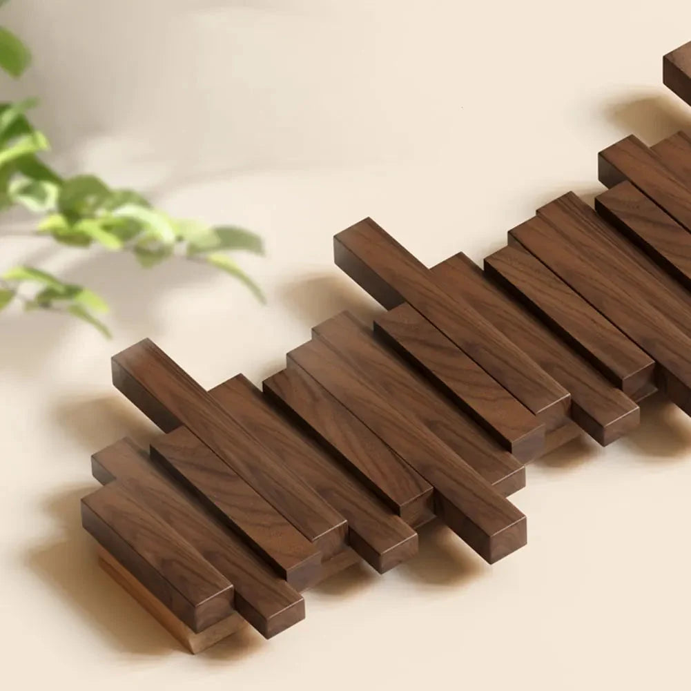 Wall-Mounted Coat Rack Magnetic Foldable Hooks Natural Wood