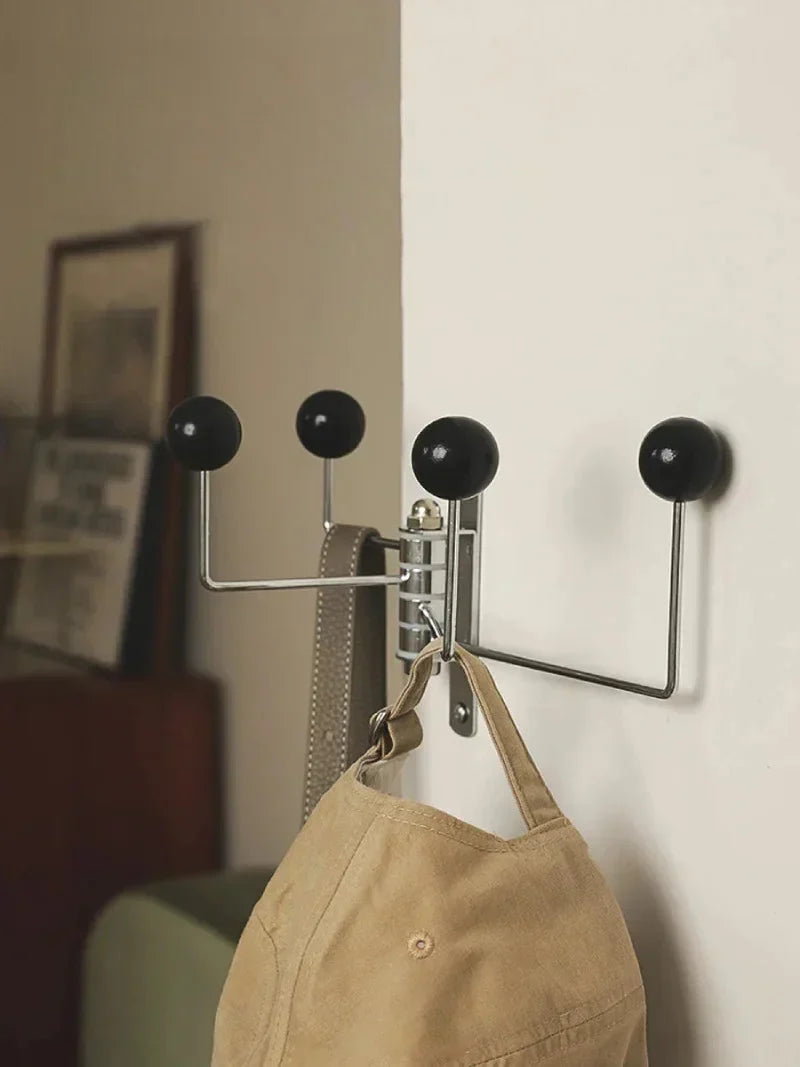 Wall-Mounted Coat Rack Rounded Knobs 3 Or 4 Hooks