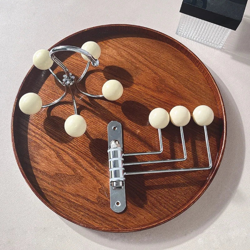 Wall-Mounted Coat Rack Rounded Knobs 3 Or 4 Hooks