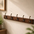 Wall-Mounted Coat Rack Solid Wood 3-5 Hooks With Hardware