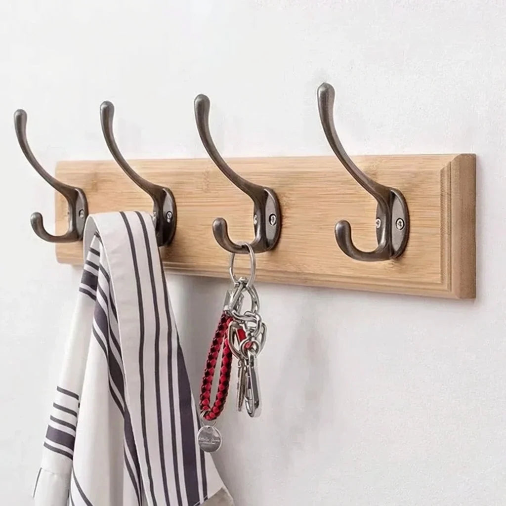 Wall-Mounted Coat Rack Solid Wood 4 Or 5 Hooks