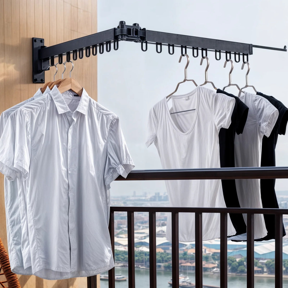 Wall-Mounted Drying Rack Foldable Aluminum 110 lb Capacity