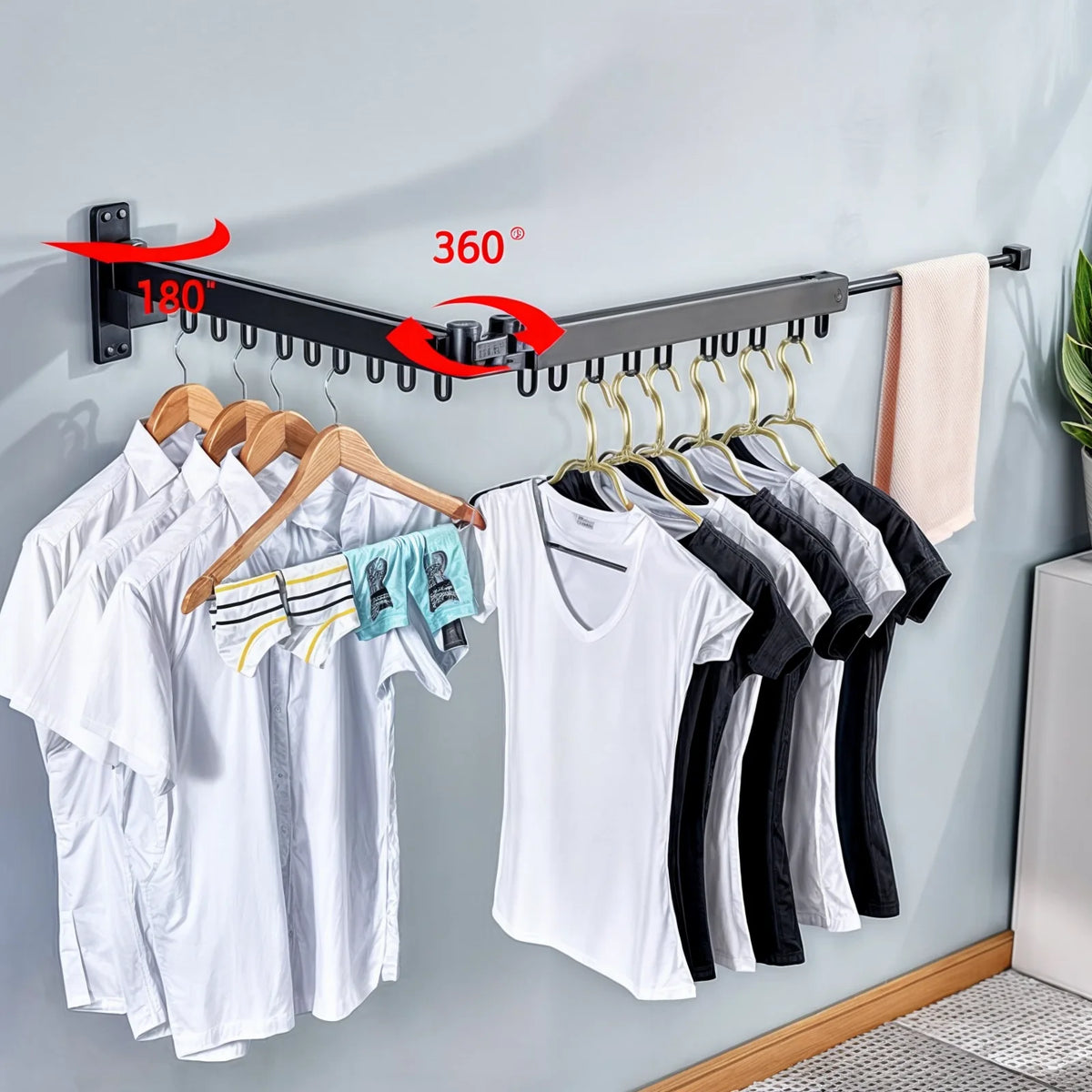 Wall-Mounted Drying Rack Foldable Aluminum 110 lb Capacity