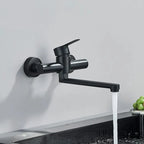 Wall-Mounted Faucet 360° Swivel Double Handles Space-Saving