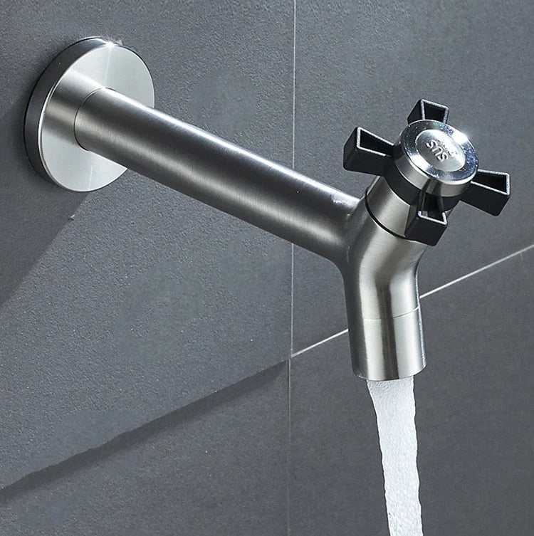 Wall-Mounted Garden Faucet 304 Stainless Steel Brass Valve