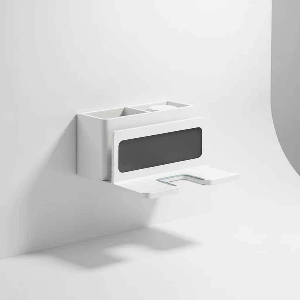 Wall-Mounted Hair Dryer Organizer Drill-Free Ventilated Aluminium Padded Shelf