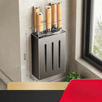 Wall-Mounted Knife Holder No-Drill Adhesive Carbon Steel Space-Saving