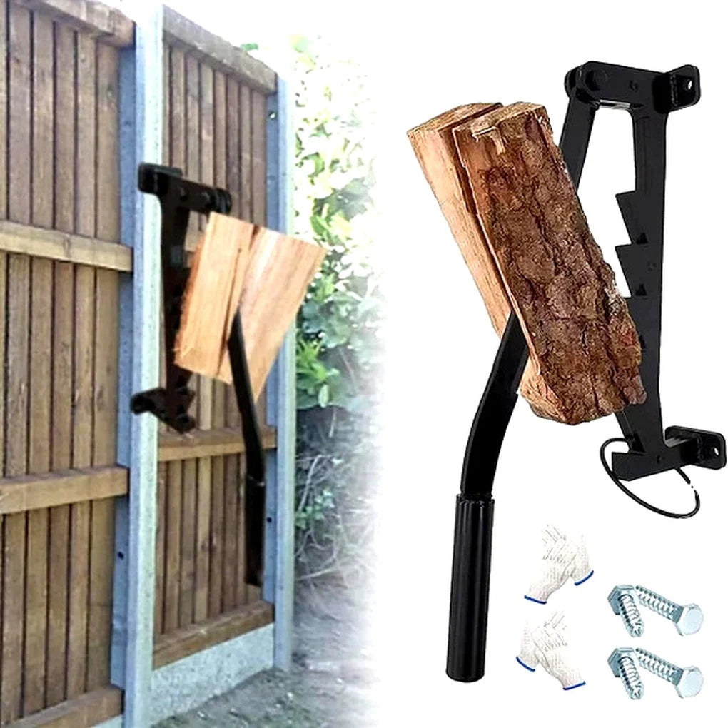 Wall-Mounted Log Splitter Lever-Action Carbon Steel Blade