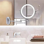 Wall-Mounted Makeup Mirror 5x Magnification Soft LED USB Rechargeable