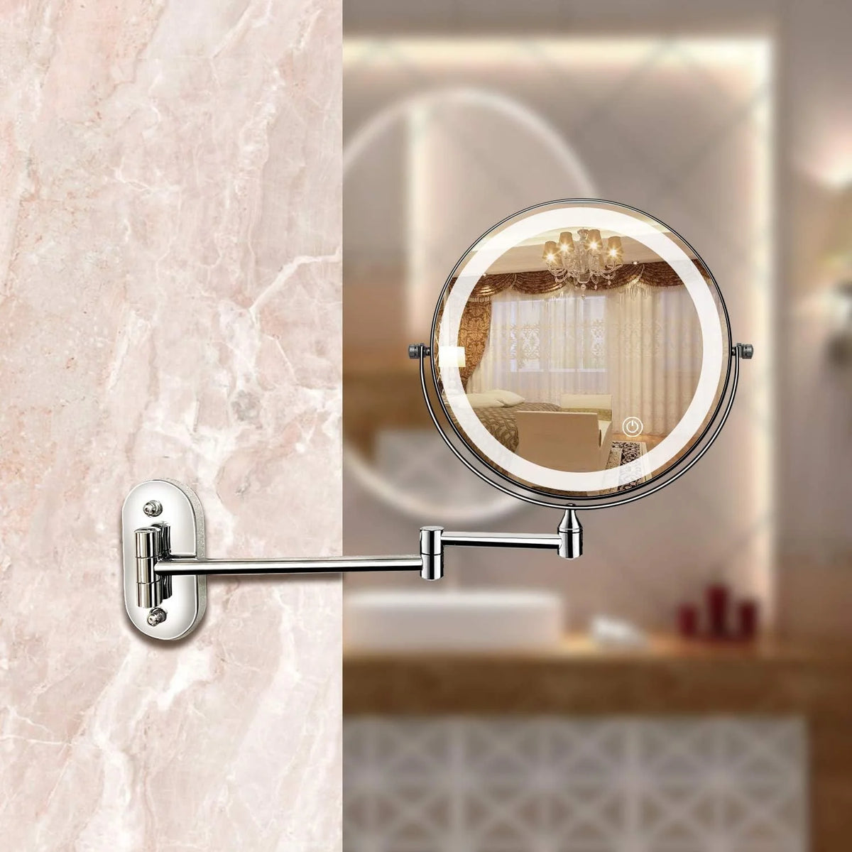 Wall-Mounted Makeup Mirror 5x Magnification Soft LED USB Rechargeable