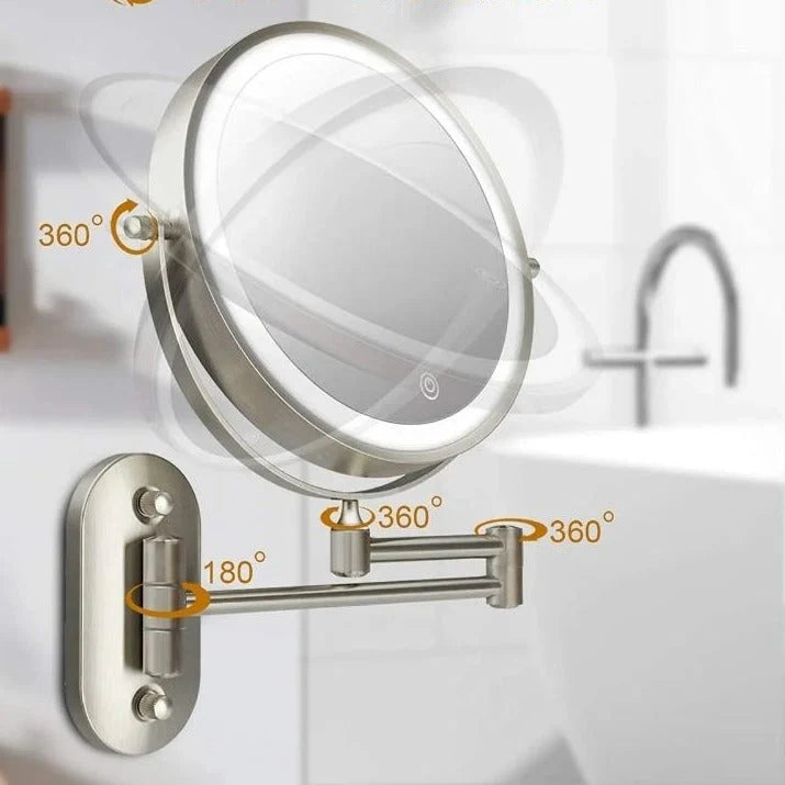 Wall-Mounted Makeup Mirror 5x Magnification Soft LED USB Rechargeable