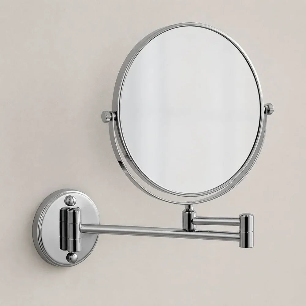 Wall-Mounted Makeup Mirror Double-Sided Magnifying Foldable Dual Arm
