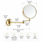 Wall-Mounted Makeup Mirror Double-Sided Magnifying Foldable Dual Arm