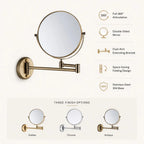 Wall-Mounted Makeup Mirror Double-Sided Magnifying Foldable Dual Arm
