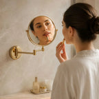 Wall-Mounted Makeup Mirror Double-Sided Magnifying Foldable Dual Arm