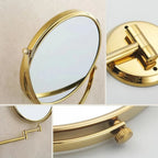 Wall-Mounted Makeup Mirror Double-Sided Magnifying Foldable Dual Arm
