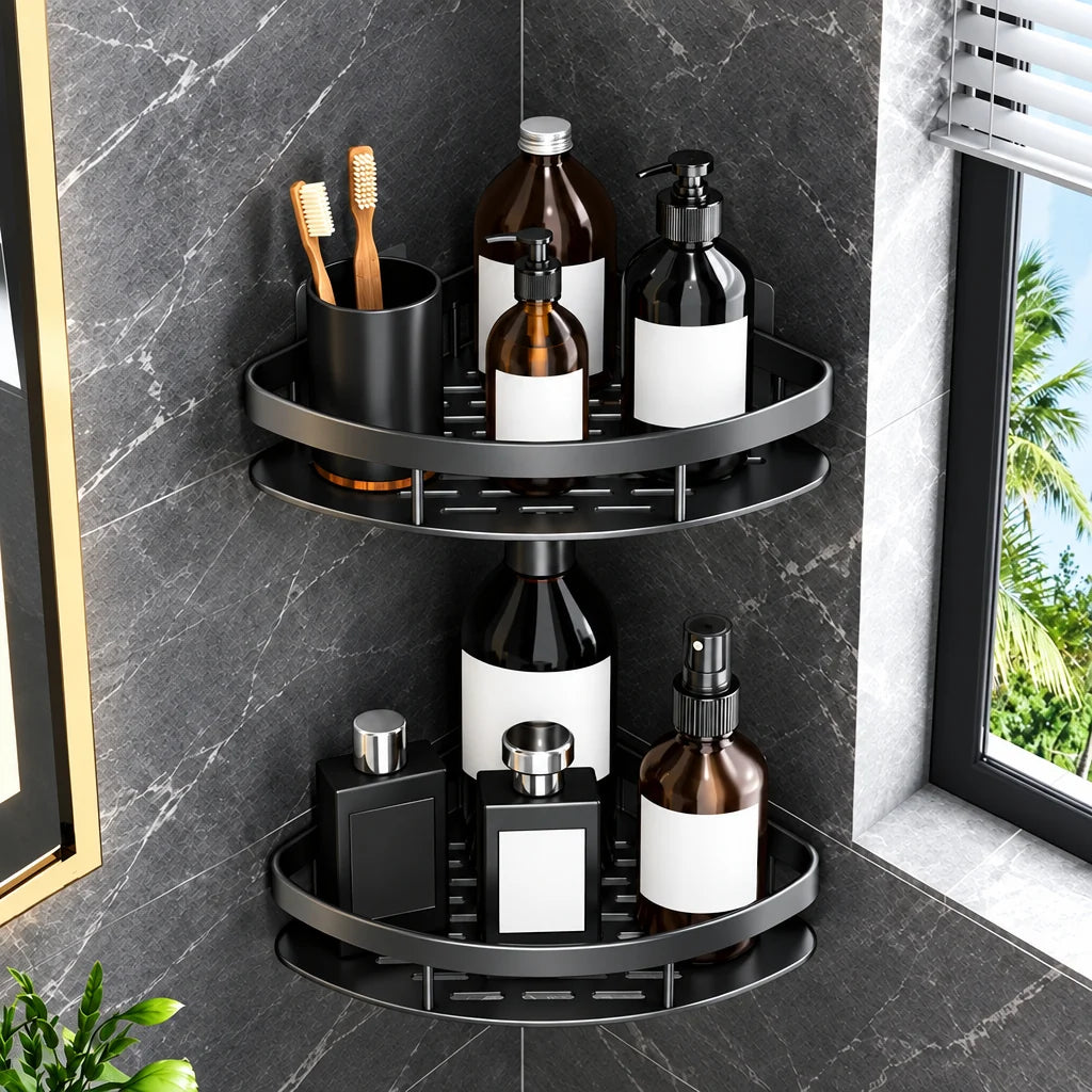 Wall-Mounted Shower Shelf Self-Adhesive Rust-Resistant Aluminum