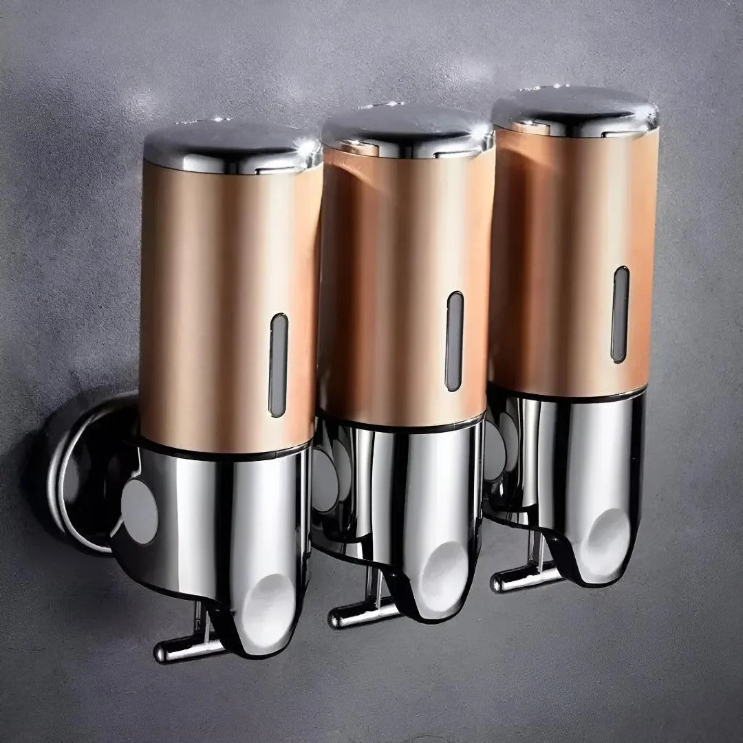 Wall-Mounted Soap Dispenser Brass Finish 500ml Space-Saving
