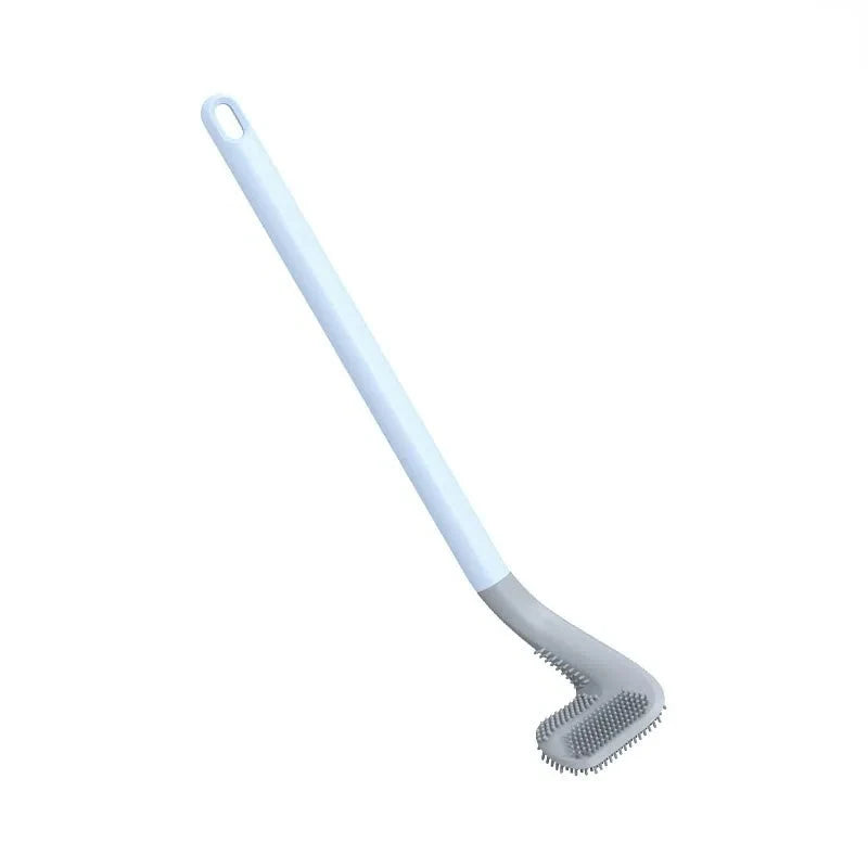 Wall-Mounted Toilet Brush Flexible Silicone Bristles Adhesive No-Drill Mount
