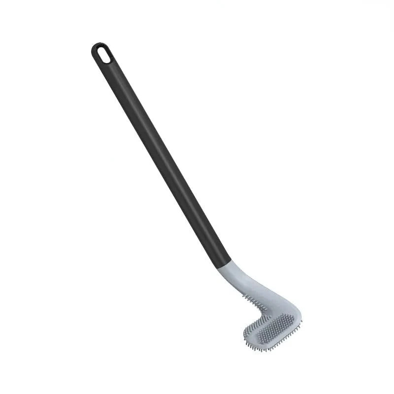Wall-Mounted Toilet Brush Flexible Silicone Bristles Adhesive No-Drill Mount