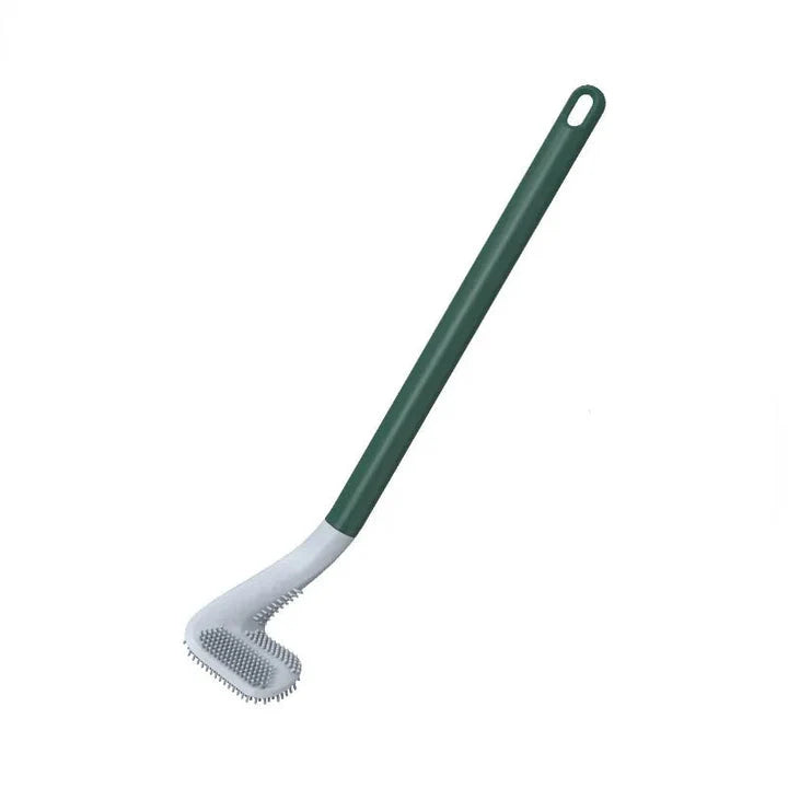 Wall-Mounted Toilet Brush Flexible Silicone Bristles Adhesive No-Drill Mount