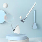 Wall-Mounted Toilet Brush Flexible Silicone Bristles Adhesive No-Drill Mount