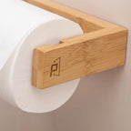 Wall-Mounted Toilet Paper Holder Bamboo Self-Adhesive Space-Saving