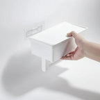 Wall-Mounted Toilet Paper Holder Integrated Drawer & Phone Rest
