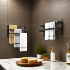 Wall-Mounted Towel Rack Black Anodized Aluminum Adjustable 40-60 cm