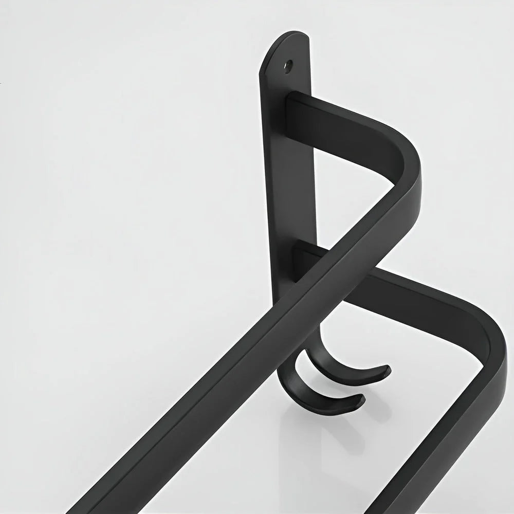 Wall-Mounted Towel Rack Black Anodized Aluminum Adjustable 40-60 cm