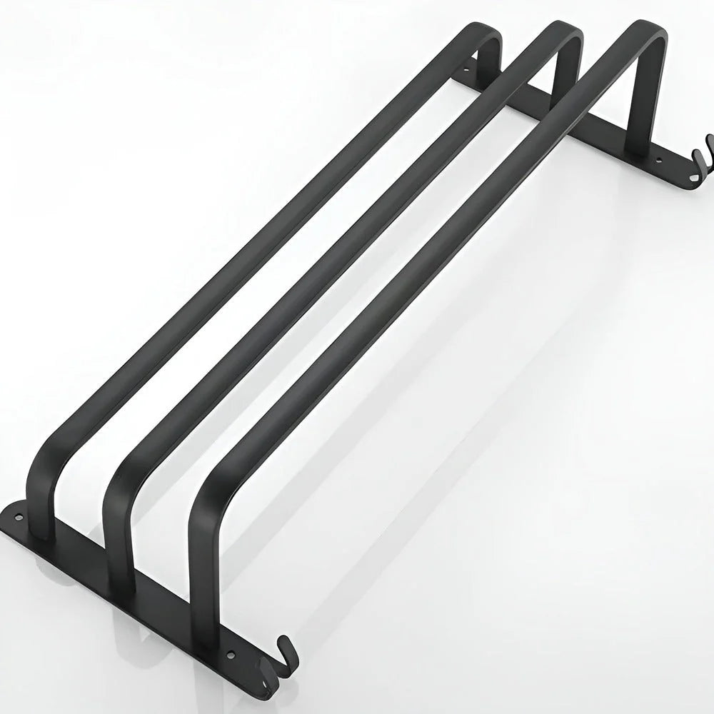 Wall-Mounted Towel Rack Black Anodized Aluminum Adjustable 40-60 cm