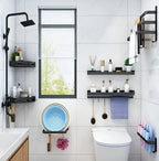 Wall-Mounted Towel Rack Black Anodized Aluminum Adjustable 40-60 cm