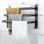 Wall-Mounted Towel Rack Black Anodized Aluminum Adjustable 40-60 cm