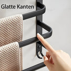 Wall-Mounted Towel Rack Black Anodized Aluminum Adjustable 40-60 cm