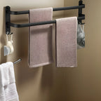 Wall-Mounted Towel Rack Black Anodized Aluminum Adjustable 40-60 cm
