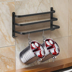 Wall-Mounted Towel Rack Black Anodized Aluminum Adjustable 40-60 cm