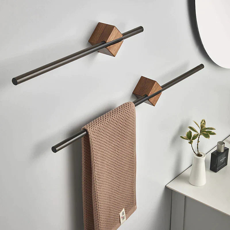 Wall-Mounted Towel Rack Solid Wood Slim Space-Saving