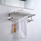 Wall-Mounted Towel Rack Stainless Steel Shelf & Rail